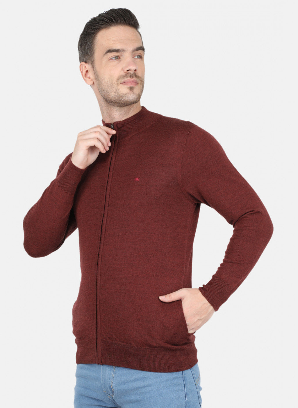 Men Brown Solid Pullover