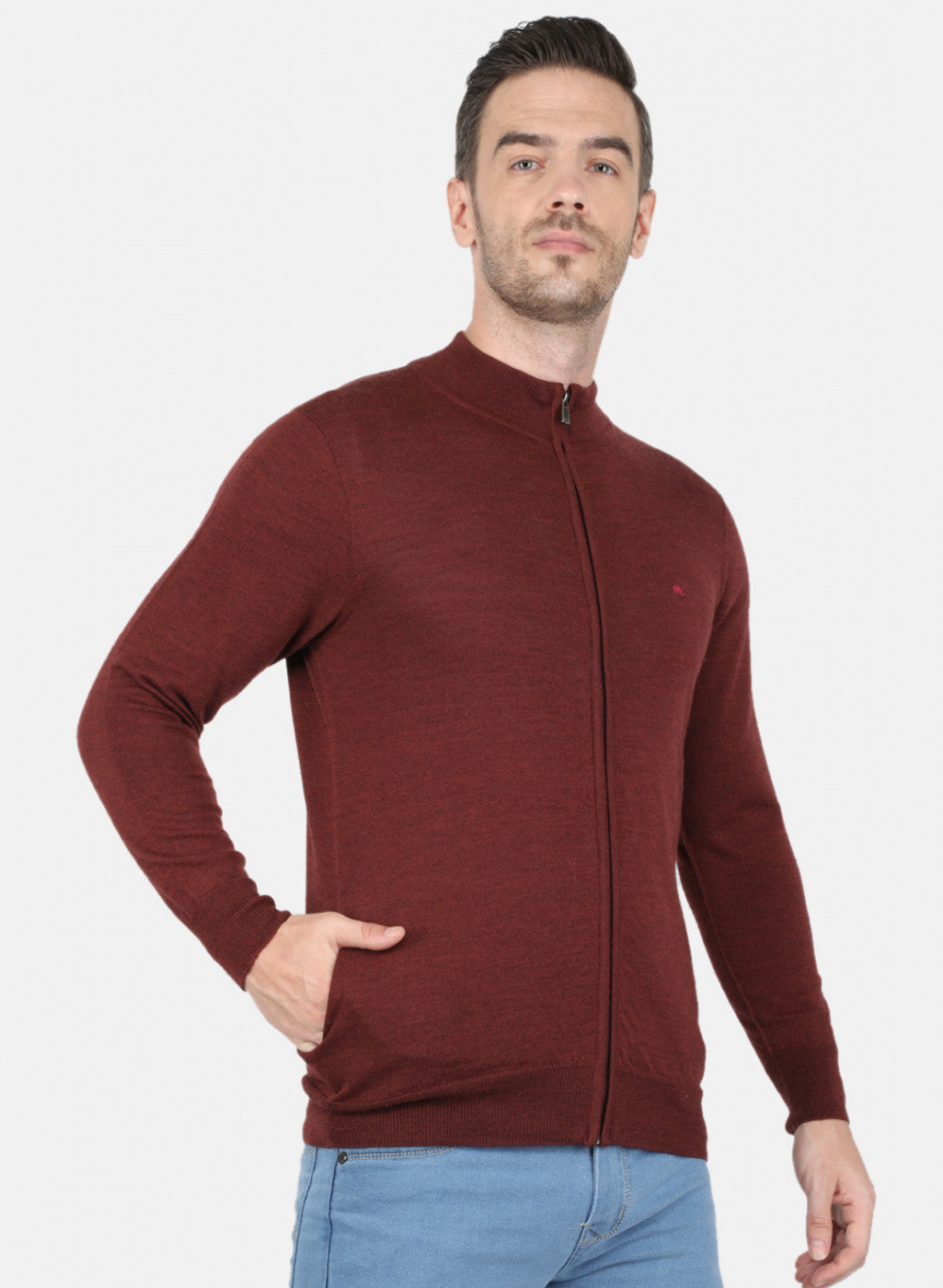 Men Brown Solid Pullover