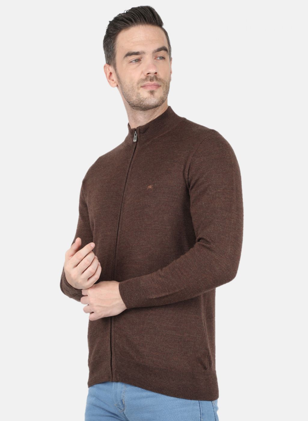 Men Brown Solid Pullover