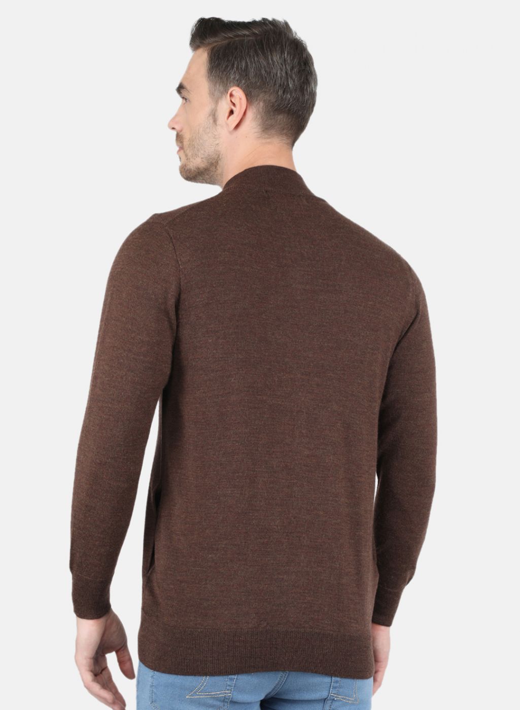 Men Brown Solid Pullover