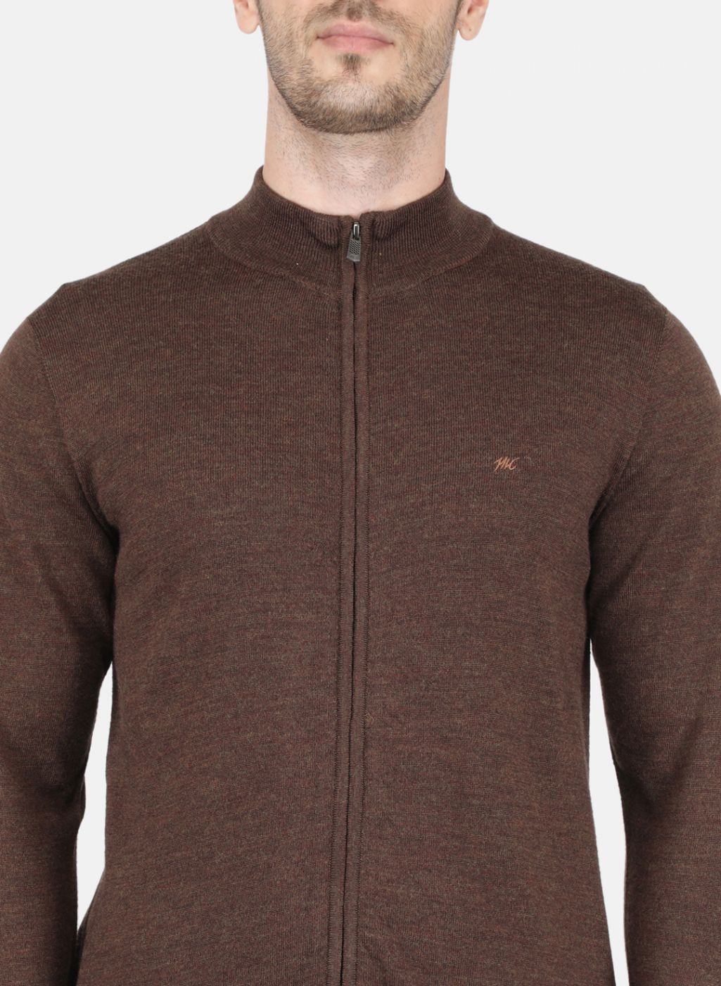 Men Brown Solid Pullover