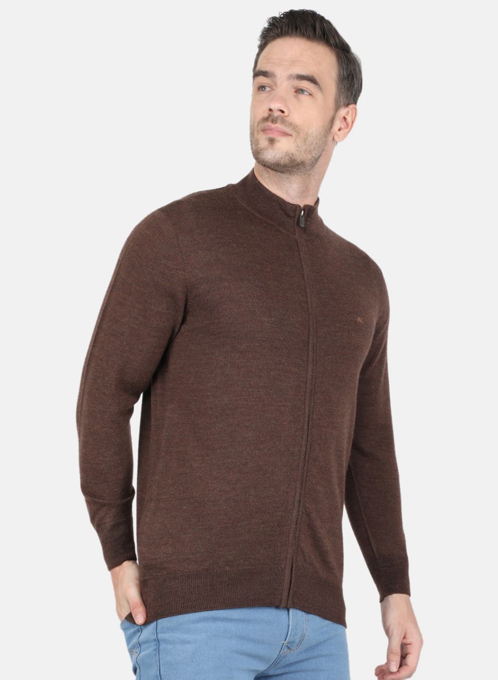 Men Brown Solid Pullover