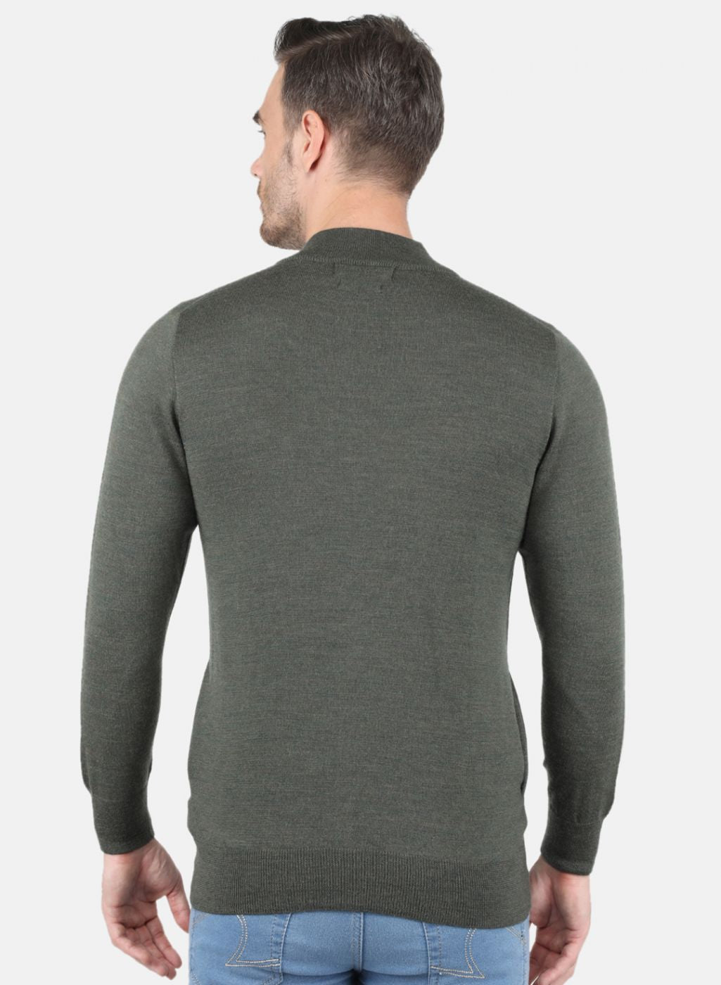 Men Olive Solid Pullover