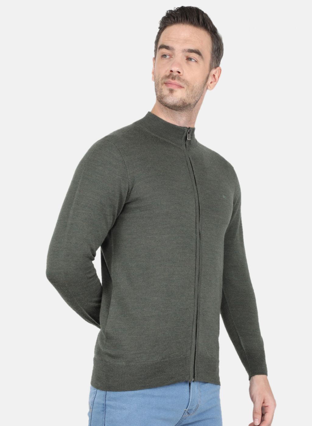 Men Olive Solid Pullover