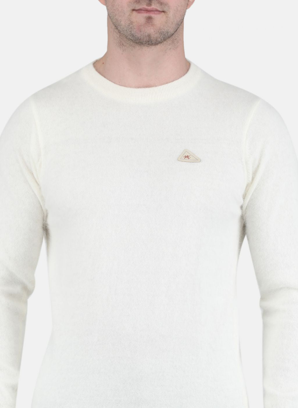 Men White Solid Pullover