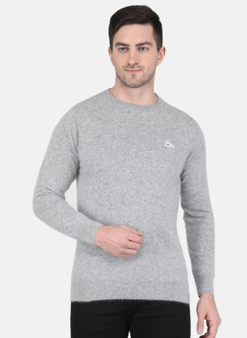 Men Grey Solid Pullover