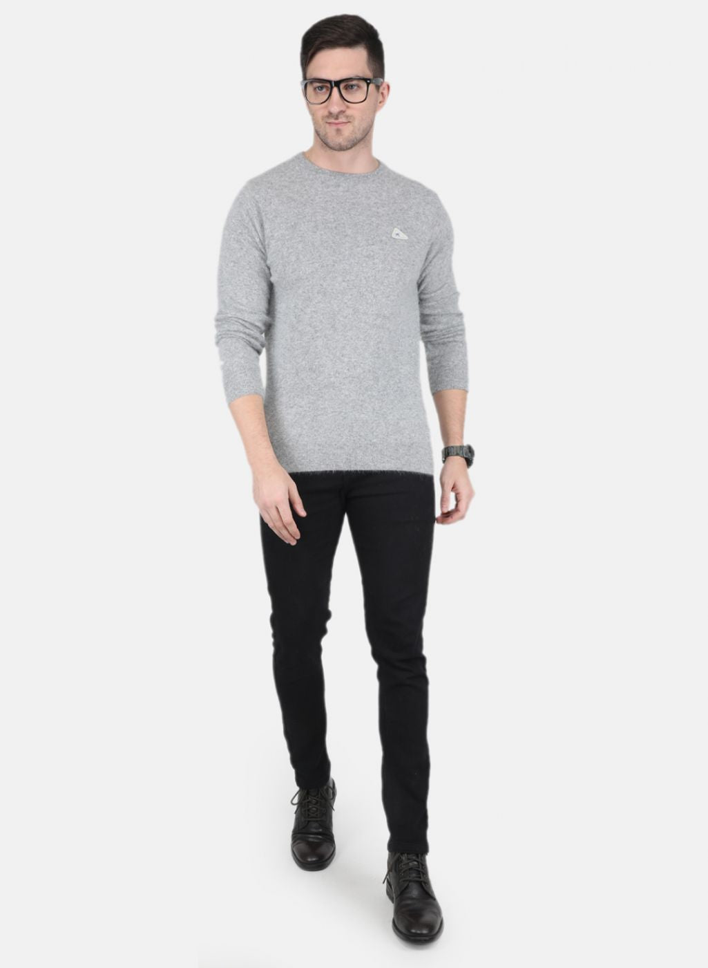 Men Grey Solid Pullover