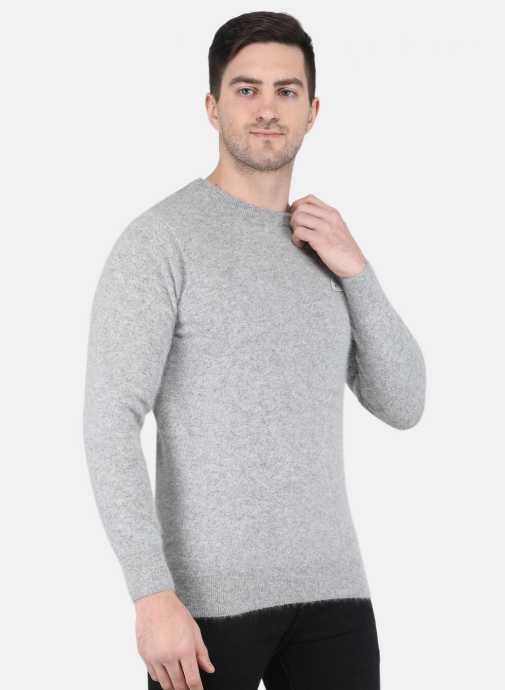 Men Grey Solid Pullover