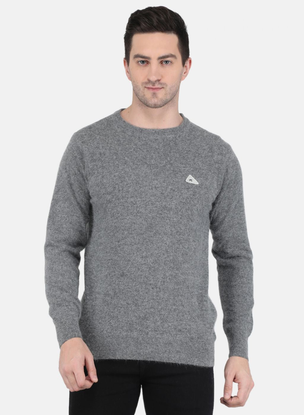 Men Grey Solid Pullover