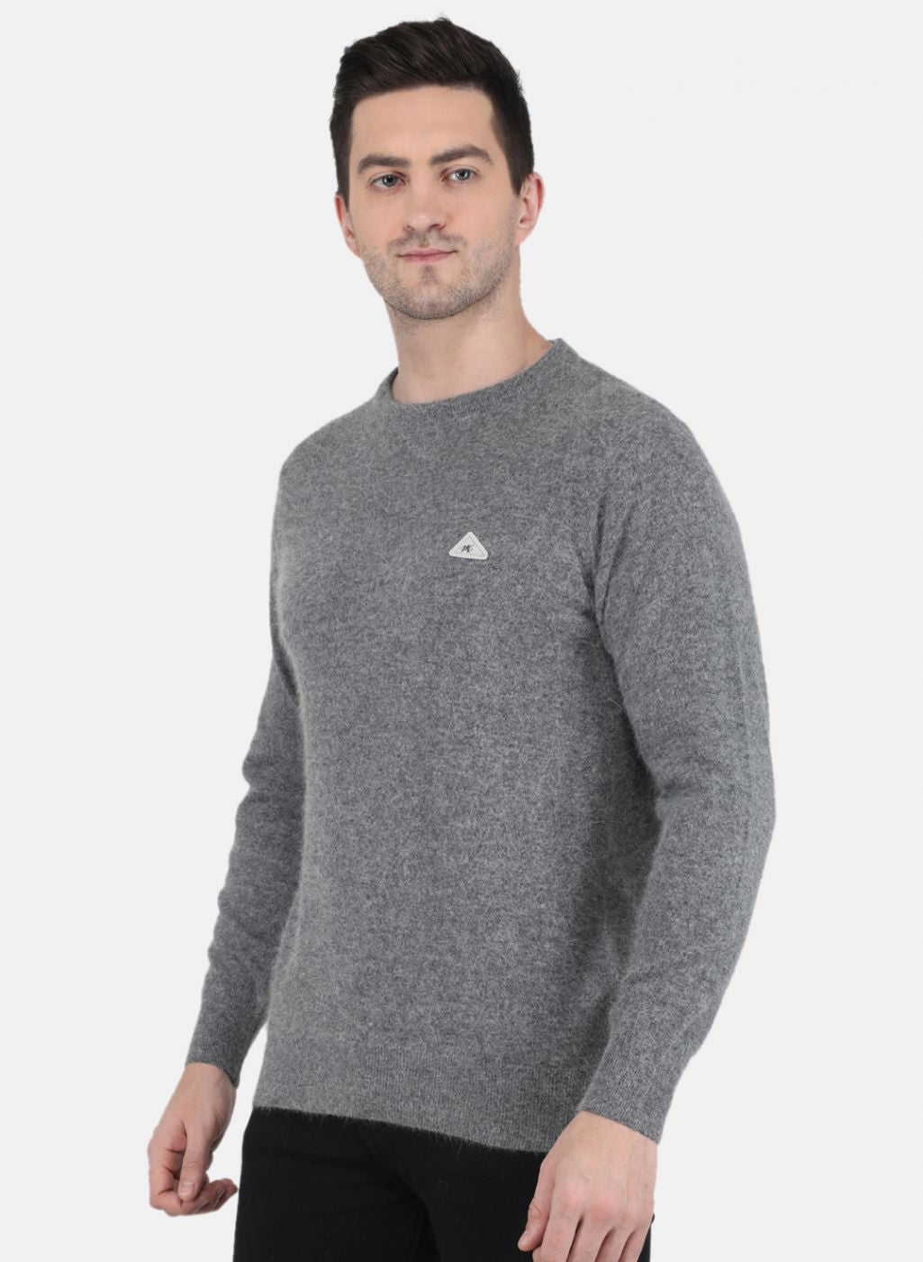 Men Grey Solid Pullover