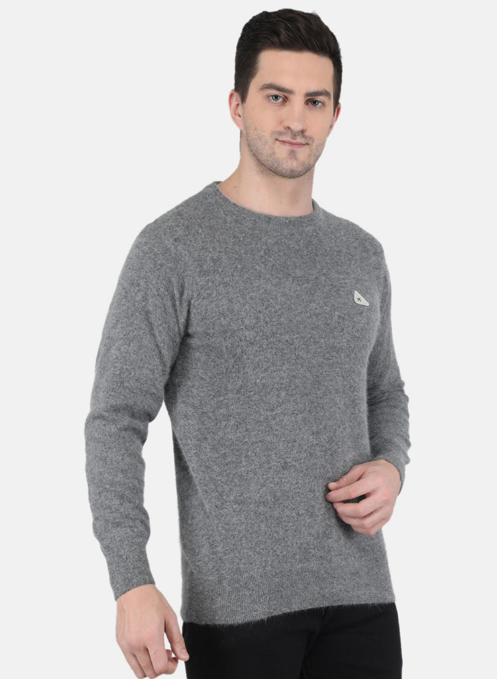 Men Grey Solid Pullover