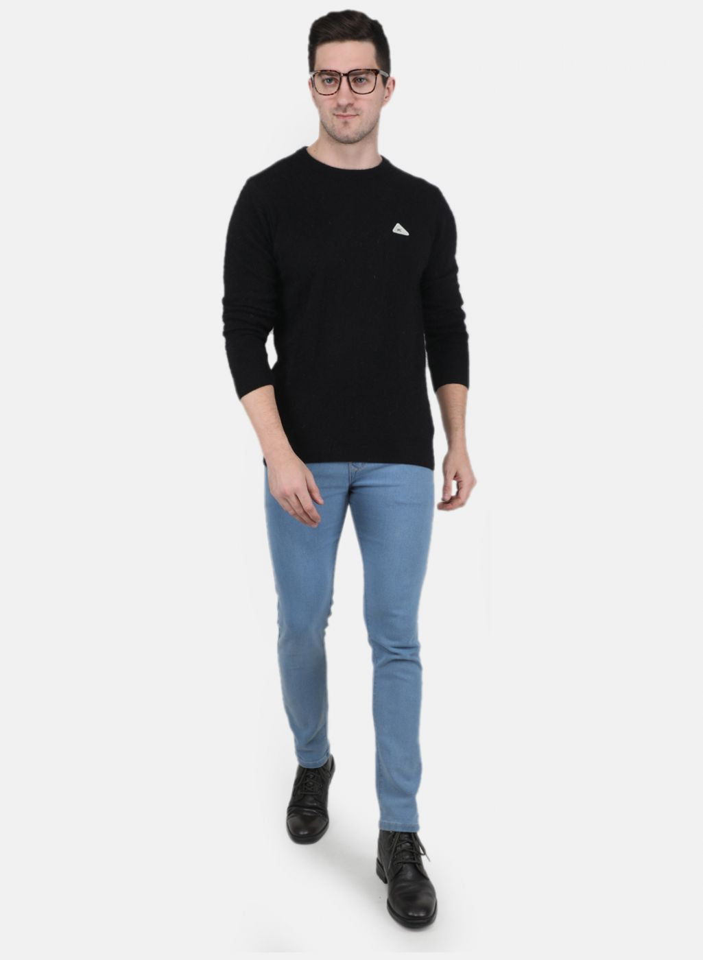 Men Black Solid Pullover