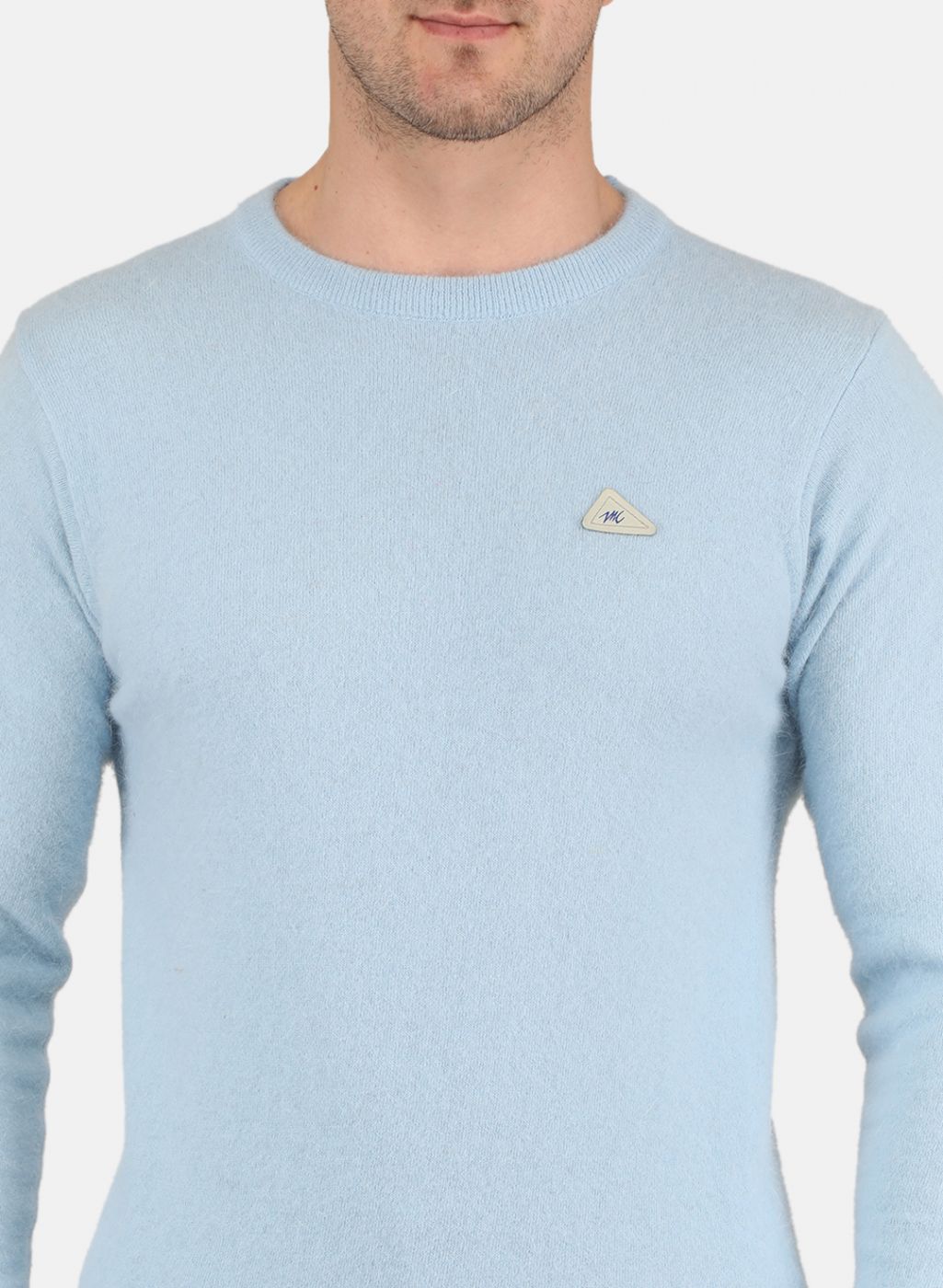 Men Sky Blue Solid Pullover