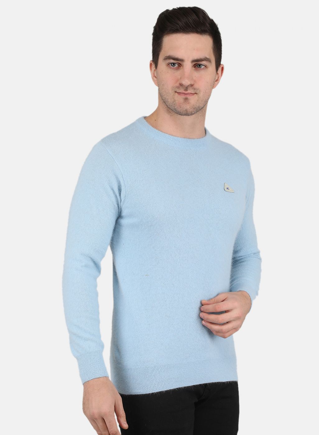 Men Sky Blue Solid Pullover