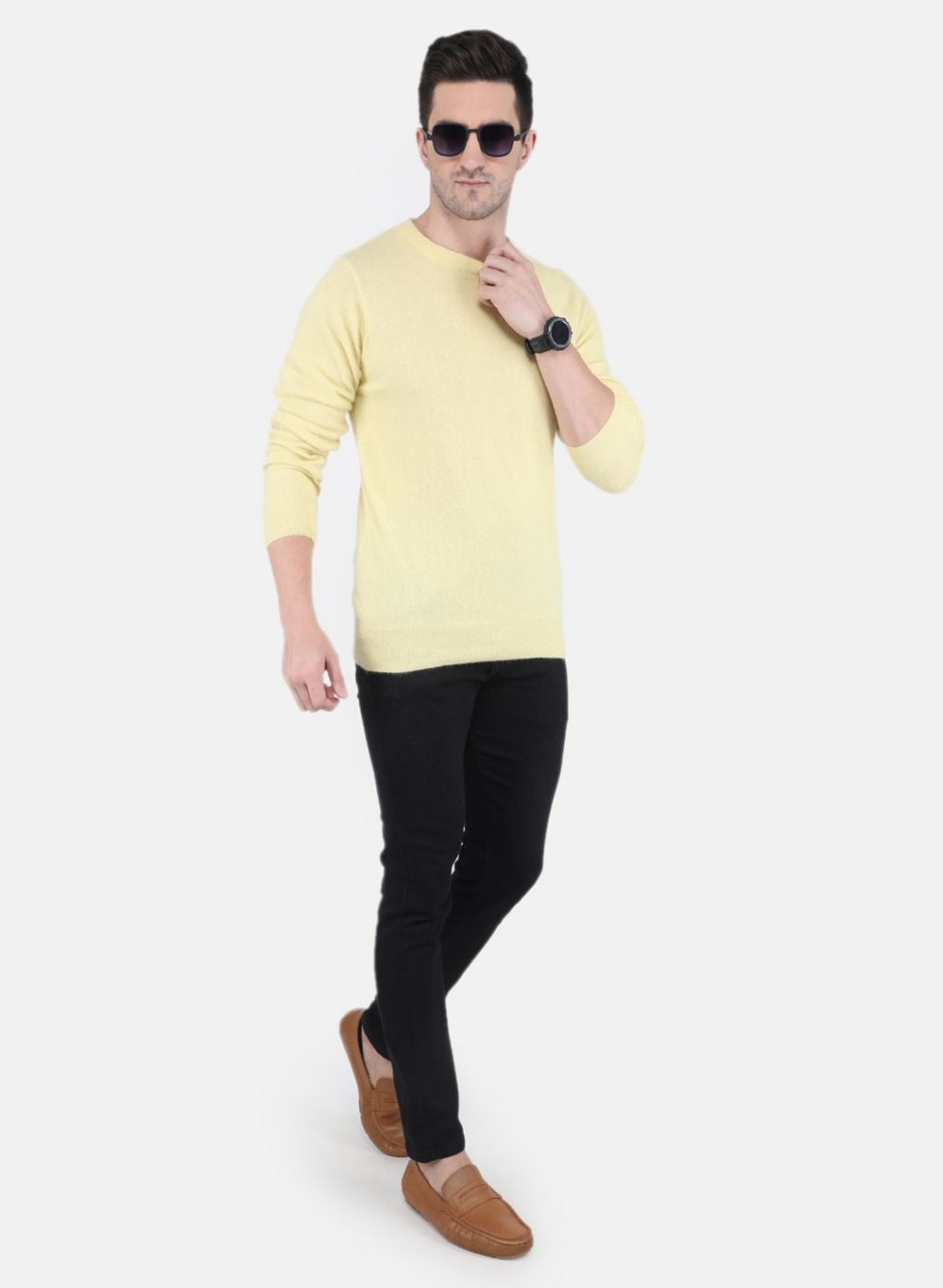 Men Yellow Solid Pullover