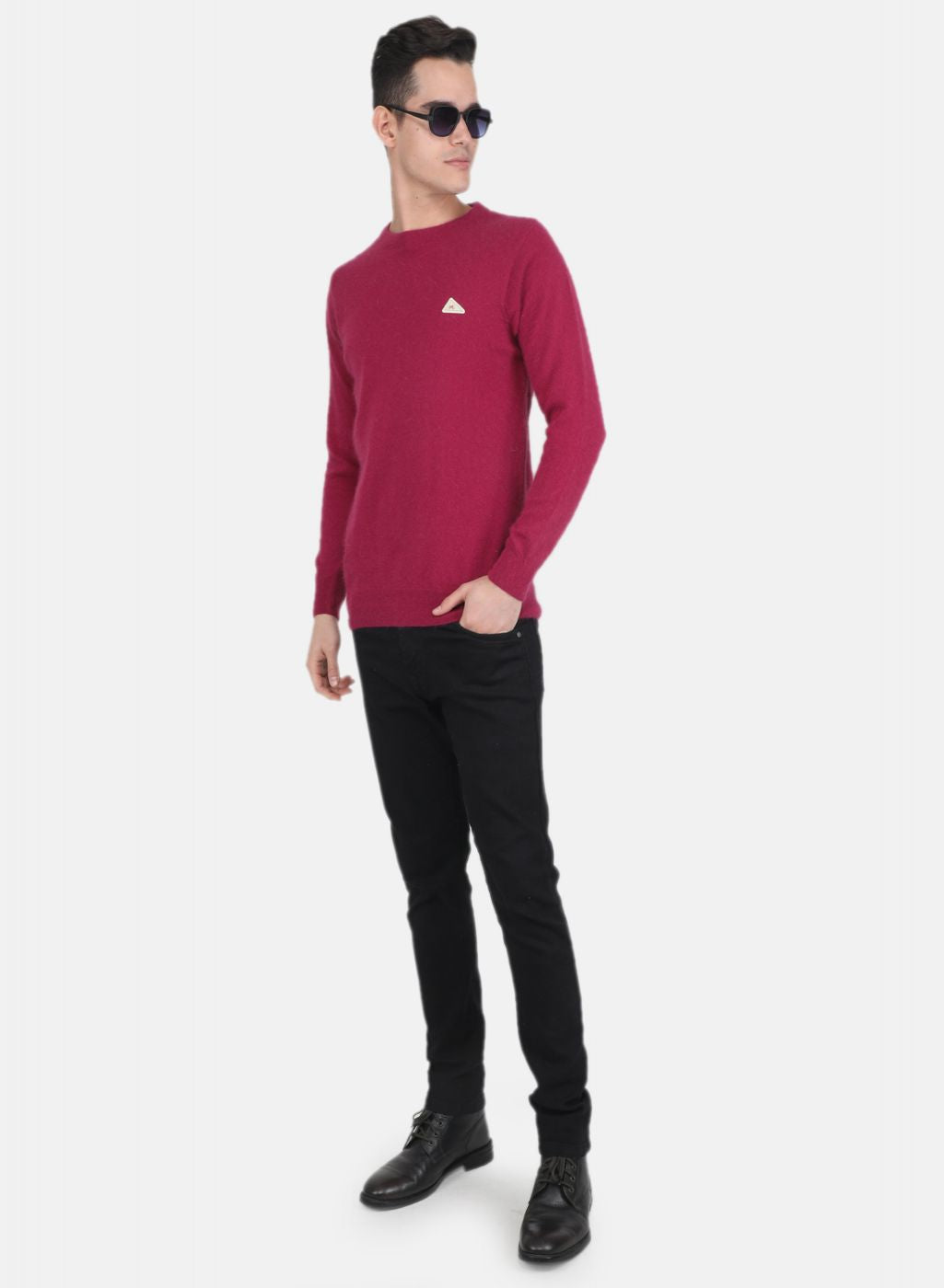 Men Dark Pink Solid Pullover