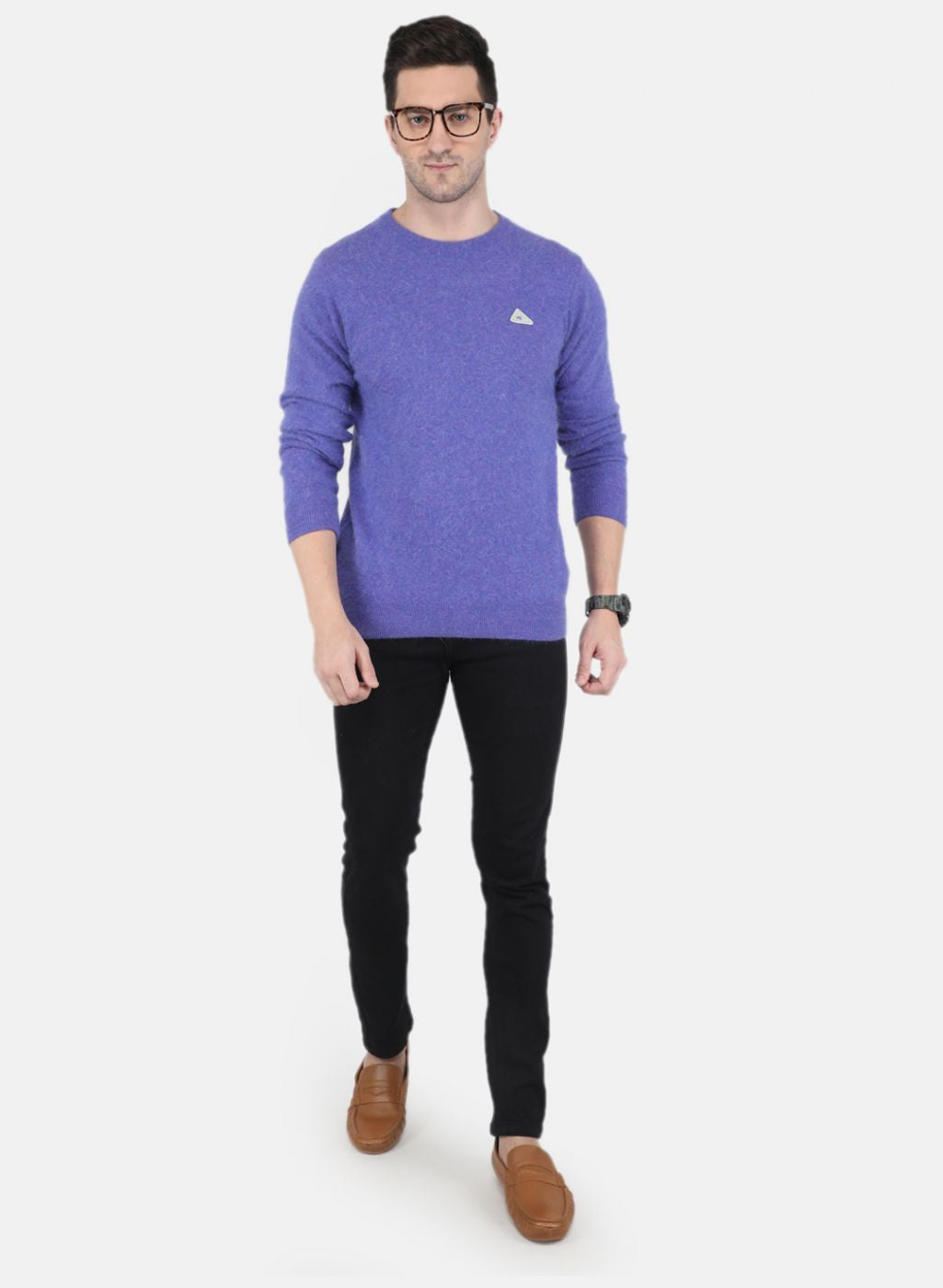 Men Purple Solid Pullover