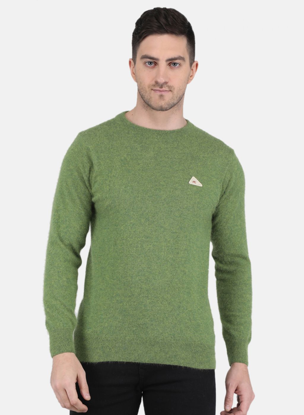 Men Olive Solid Pullover