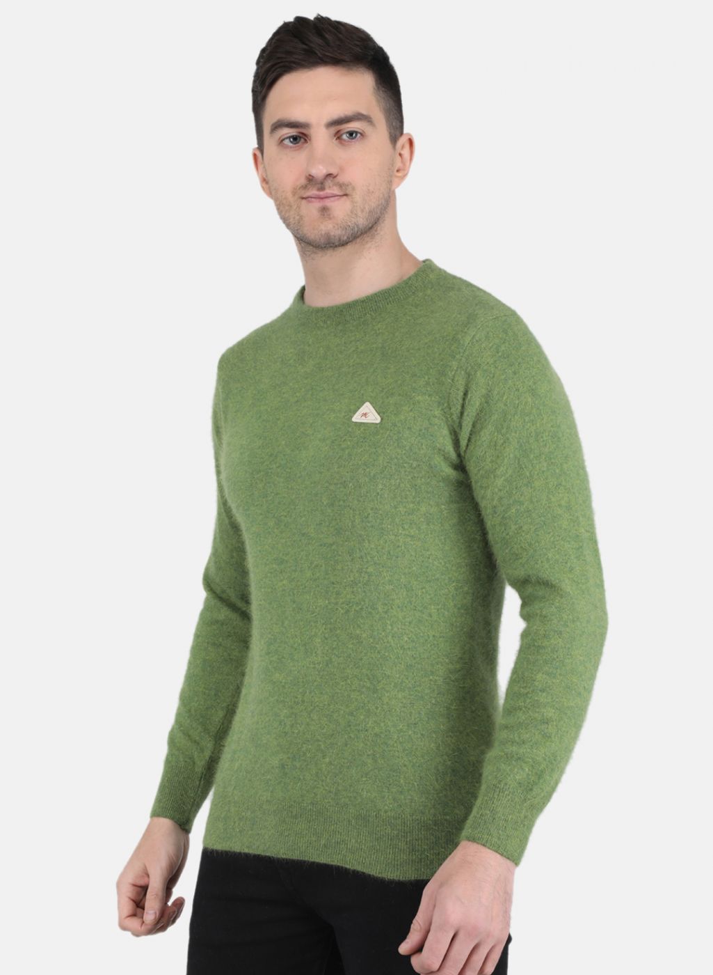 Men Olive Solid Pullover