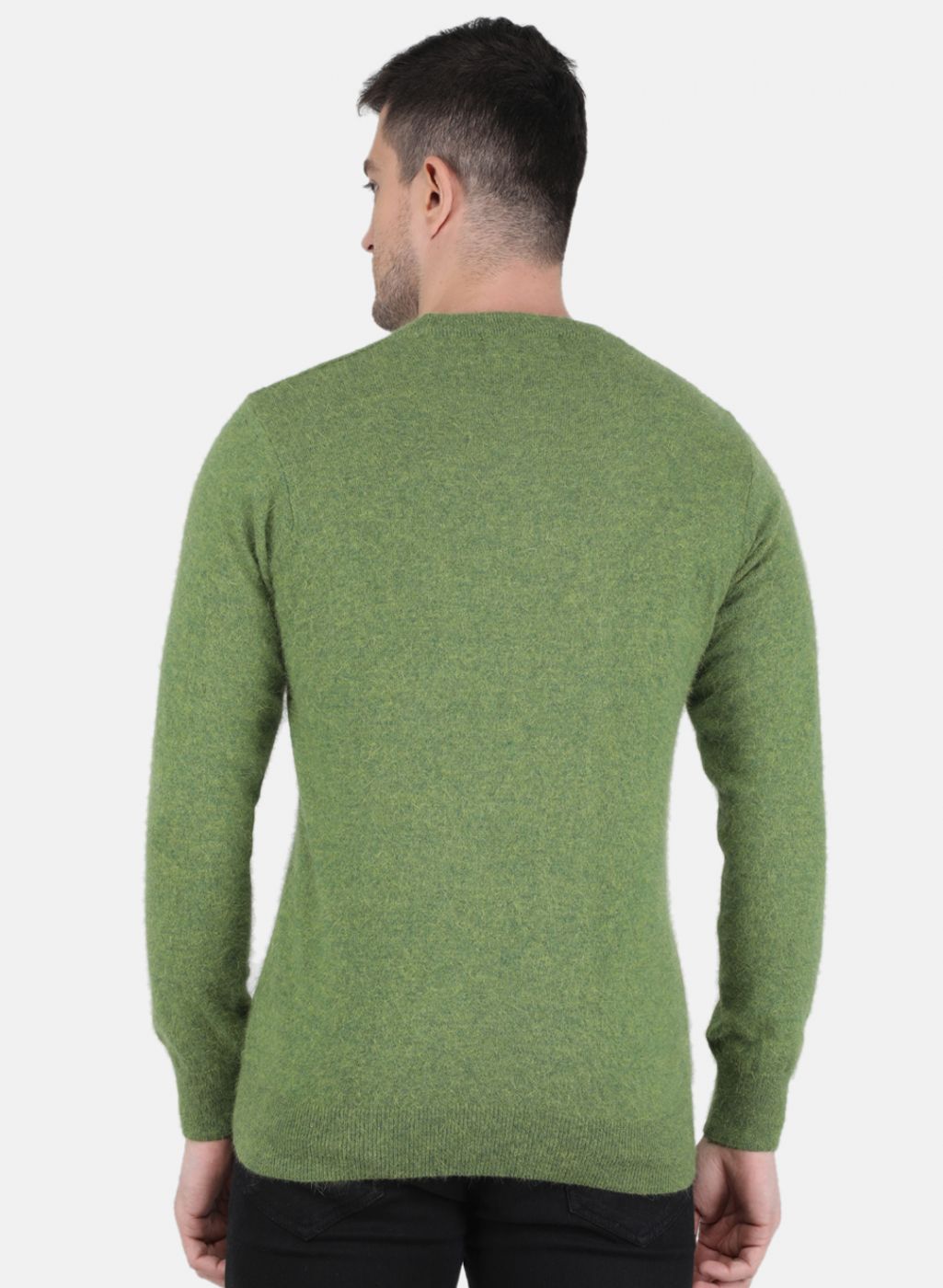 Men Olive Solid Pullover