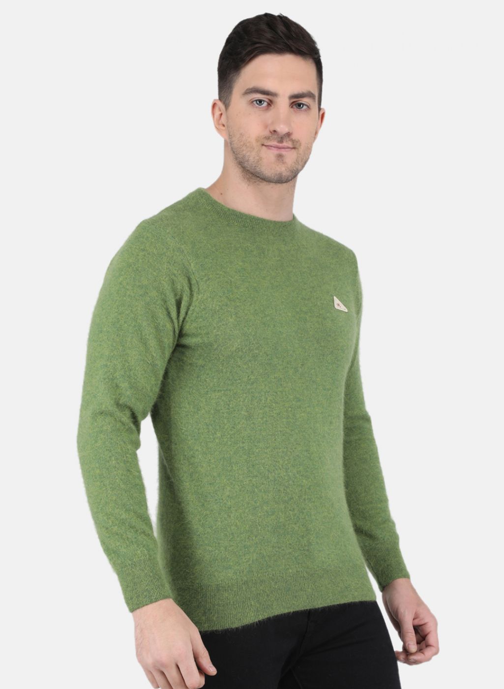 Men Olive Solid Pullover