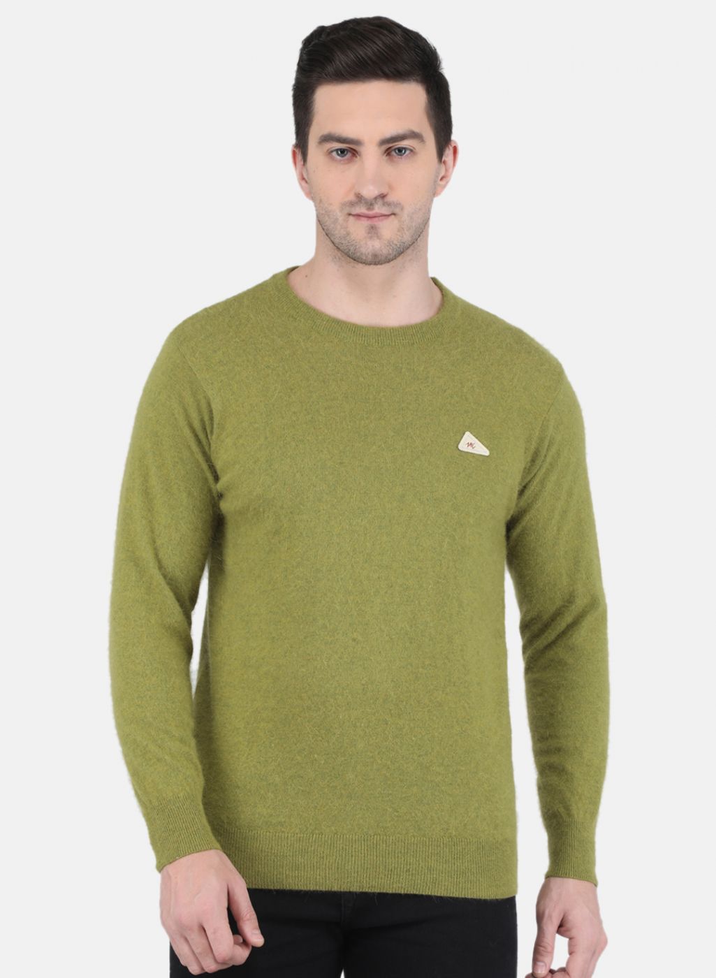 Men Olive Solid Pullover