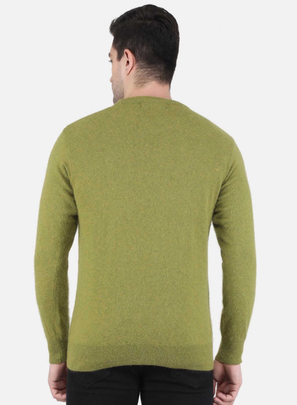 Men Olive Solid Pullover