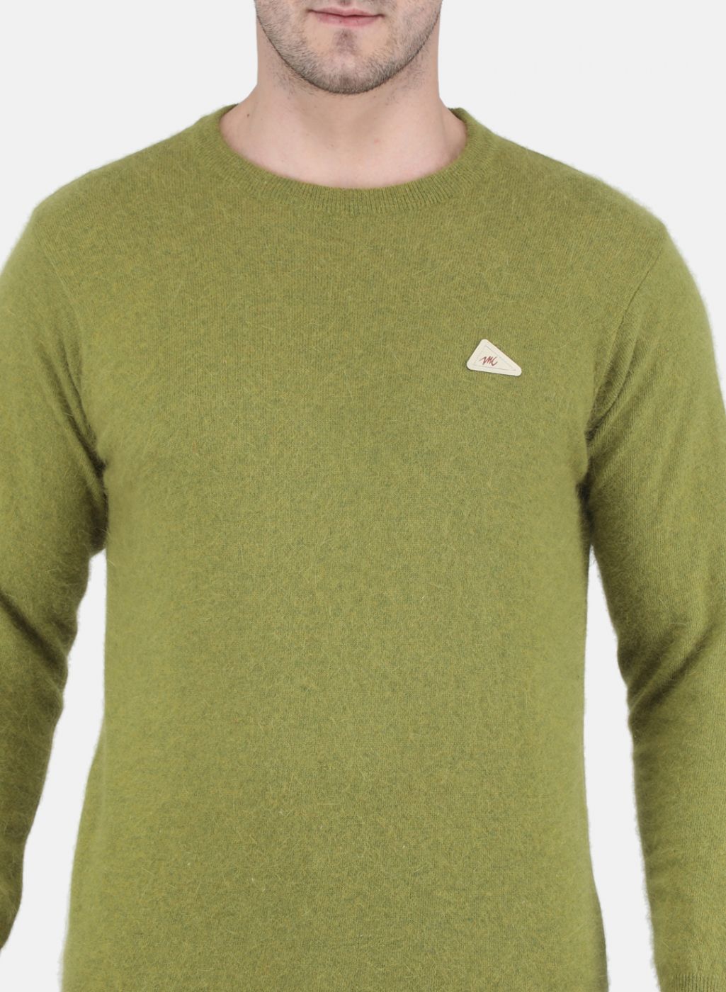 Men Olive Solid Pullover