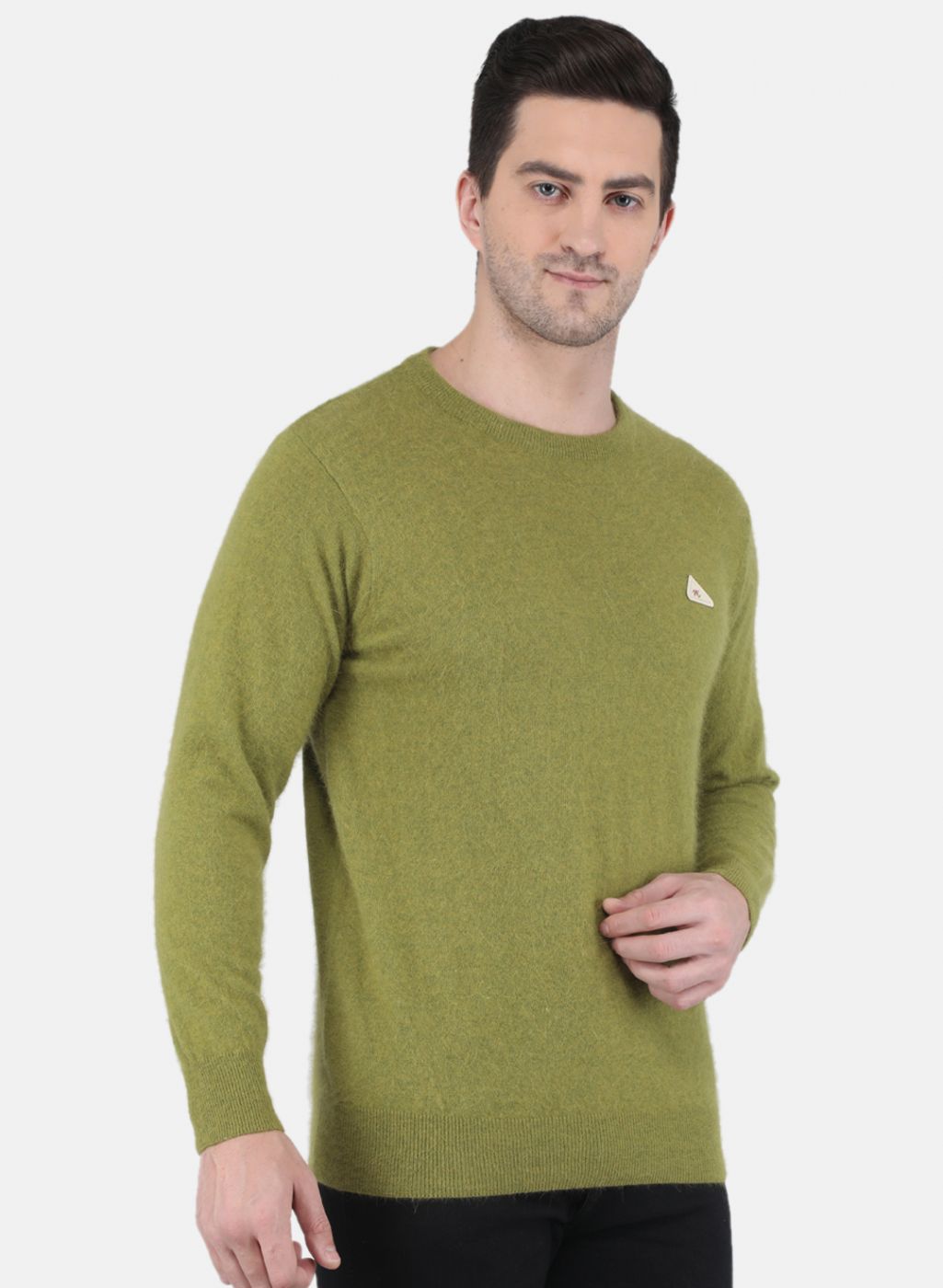 Men Olive Solid Pullover