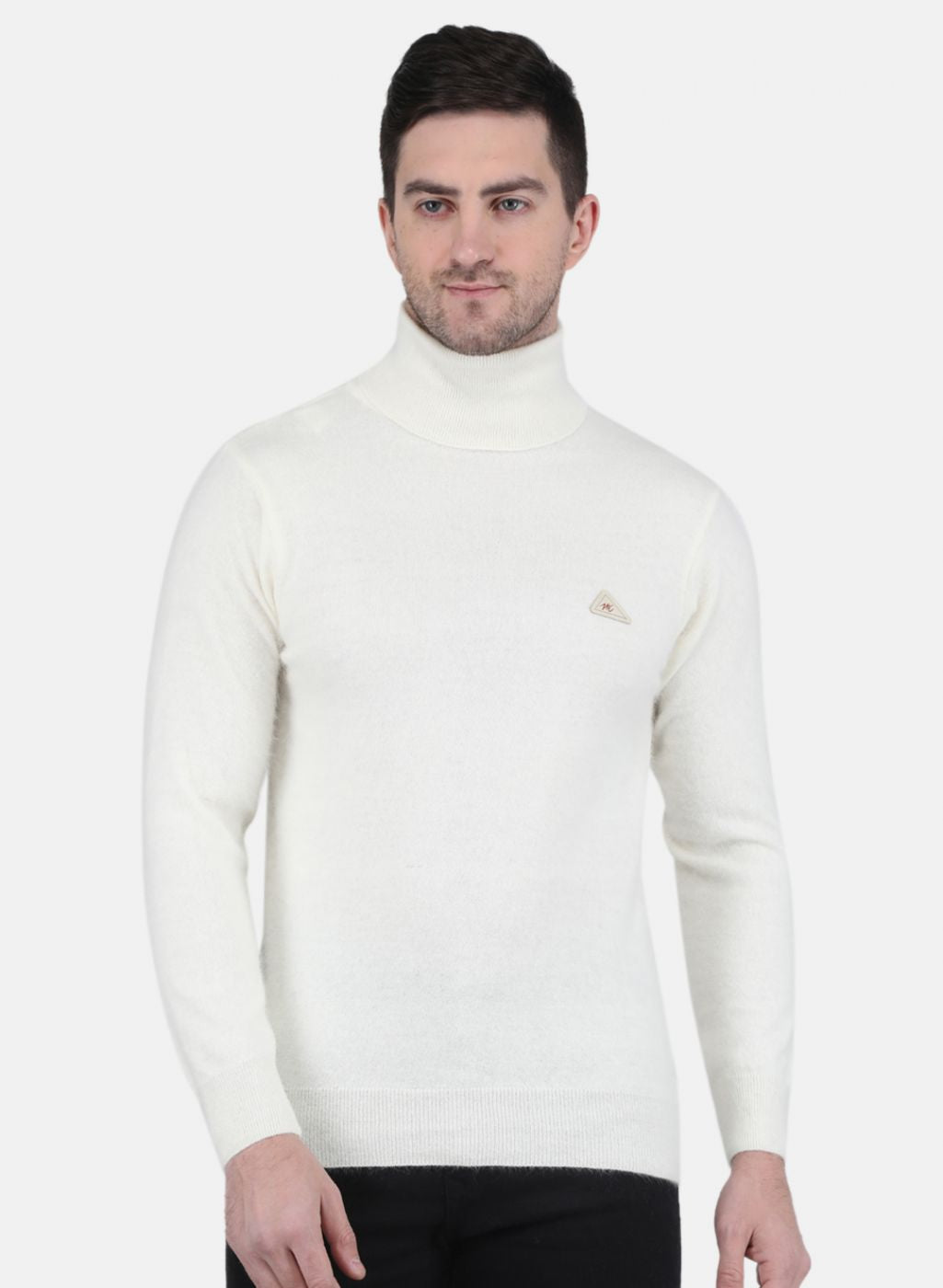 Men White Solid Pullover