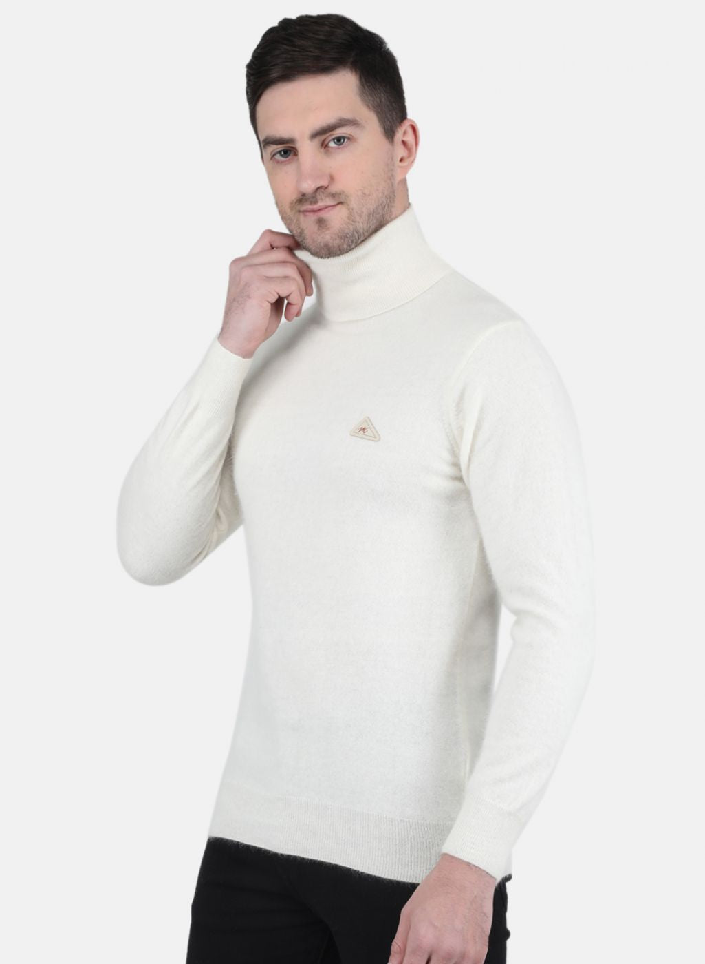 Men White Solid Pullover