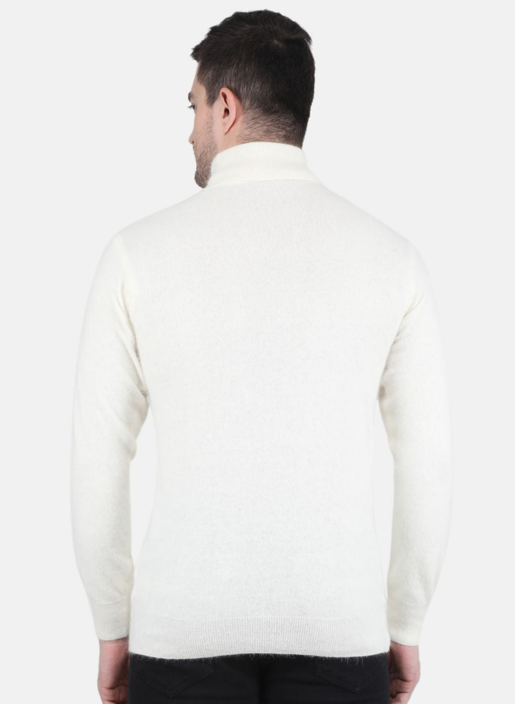 Men White Solid Pullover