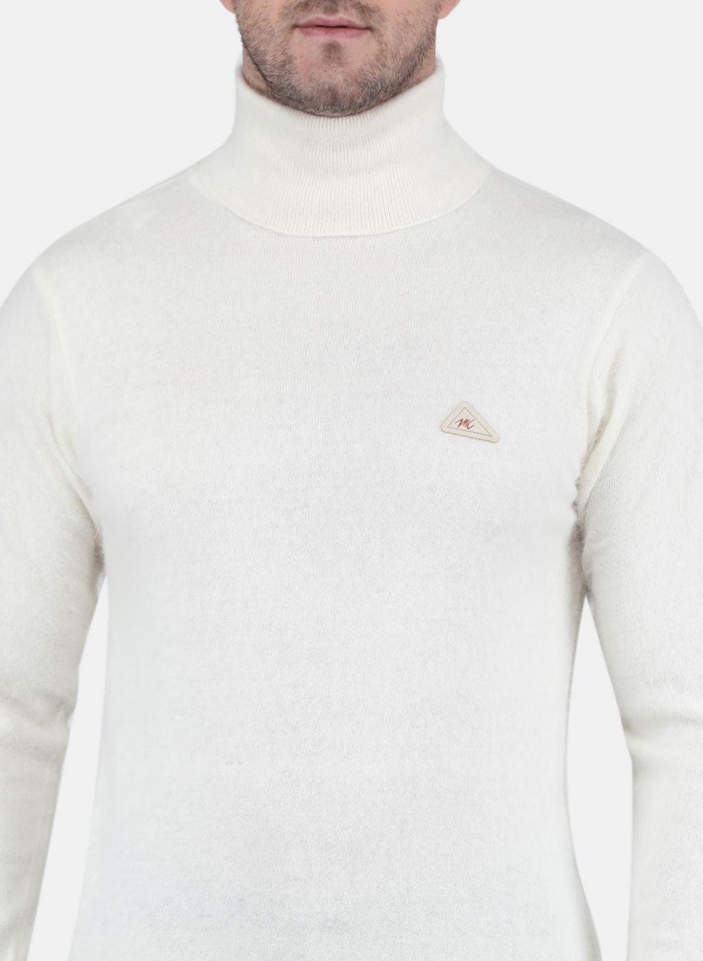 Men White Solid Pullover