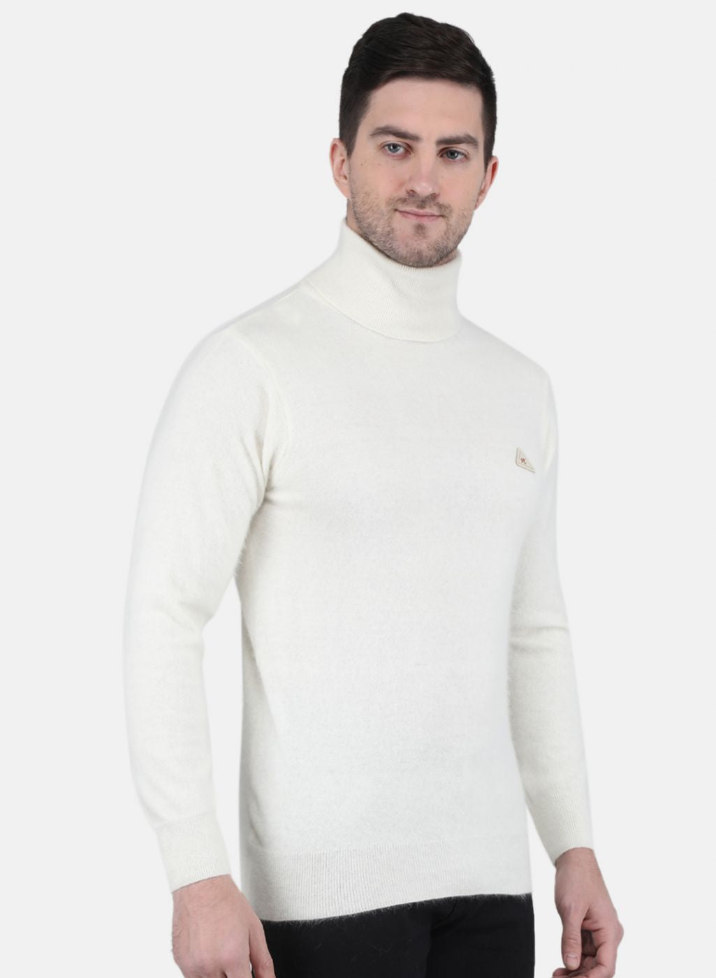 Men White Solid Pullover