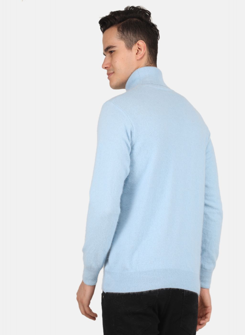 Men Sky Blue Solid Pullover