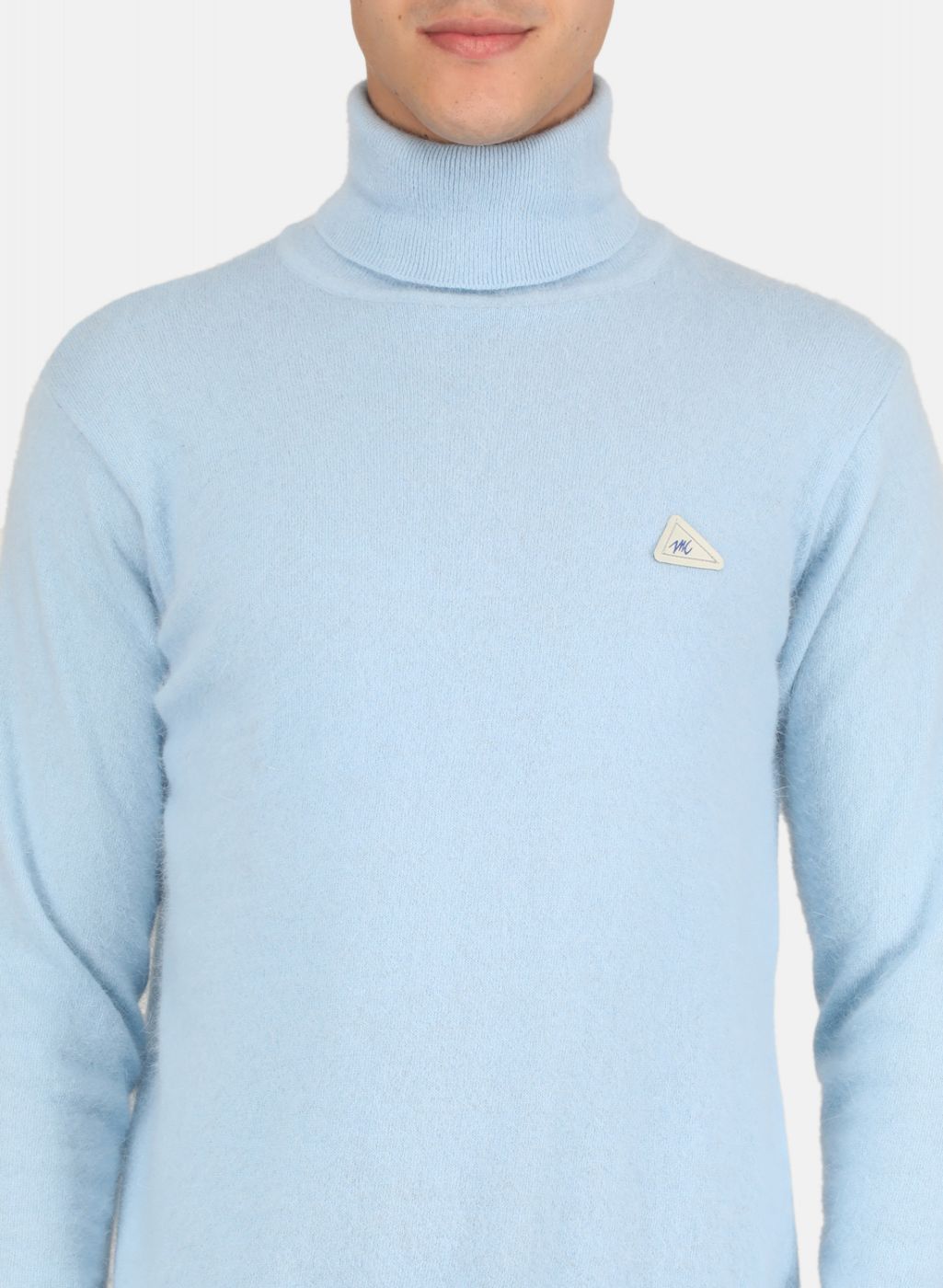 Men Sky Blue Solid Pullover