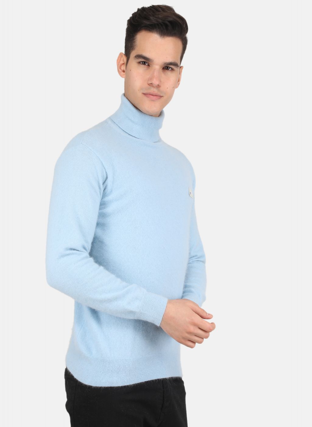 Men Sky Blue Solid Pullover