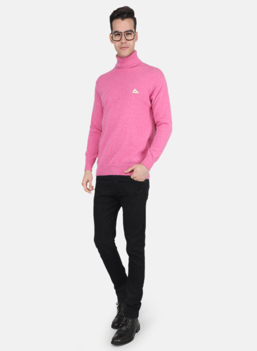 Men Pink Solid Pullover