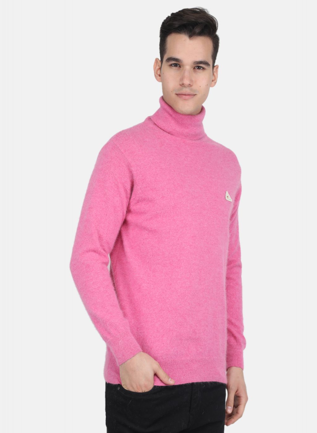 Men Pink Solid Pullover