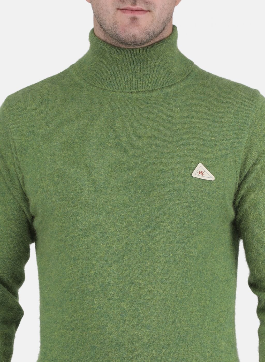 Men Olive Solid Pullover