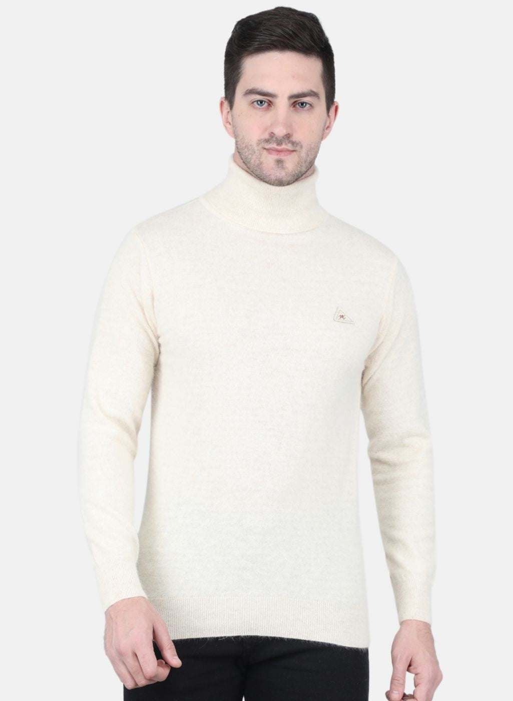 Men Cream Solid Pullover