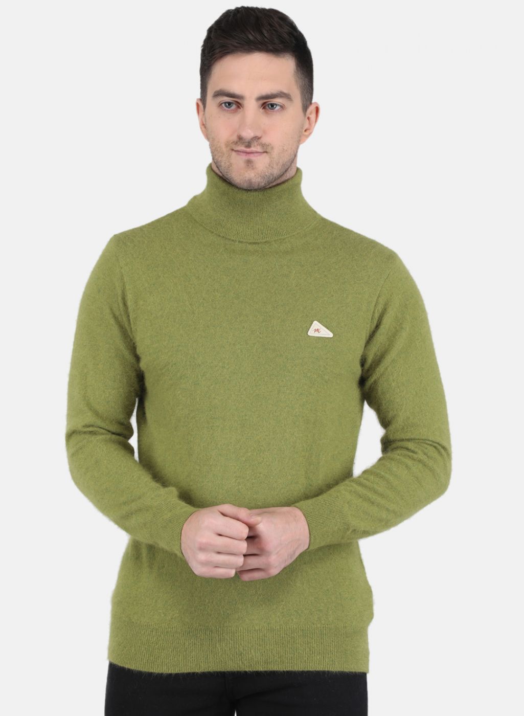 Men Olive Solid Pullover