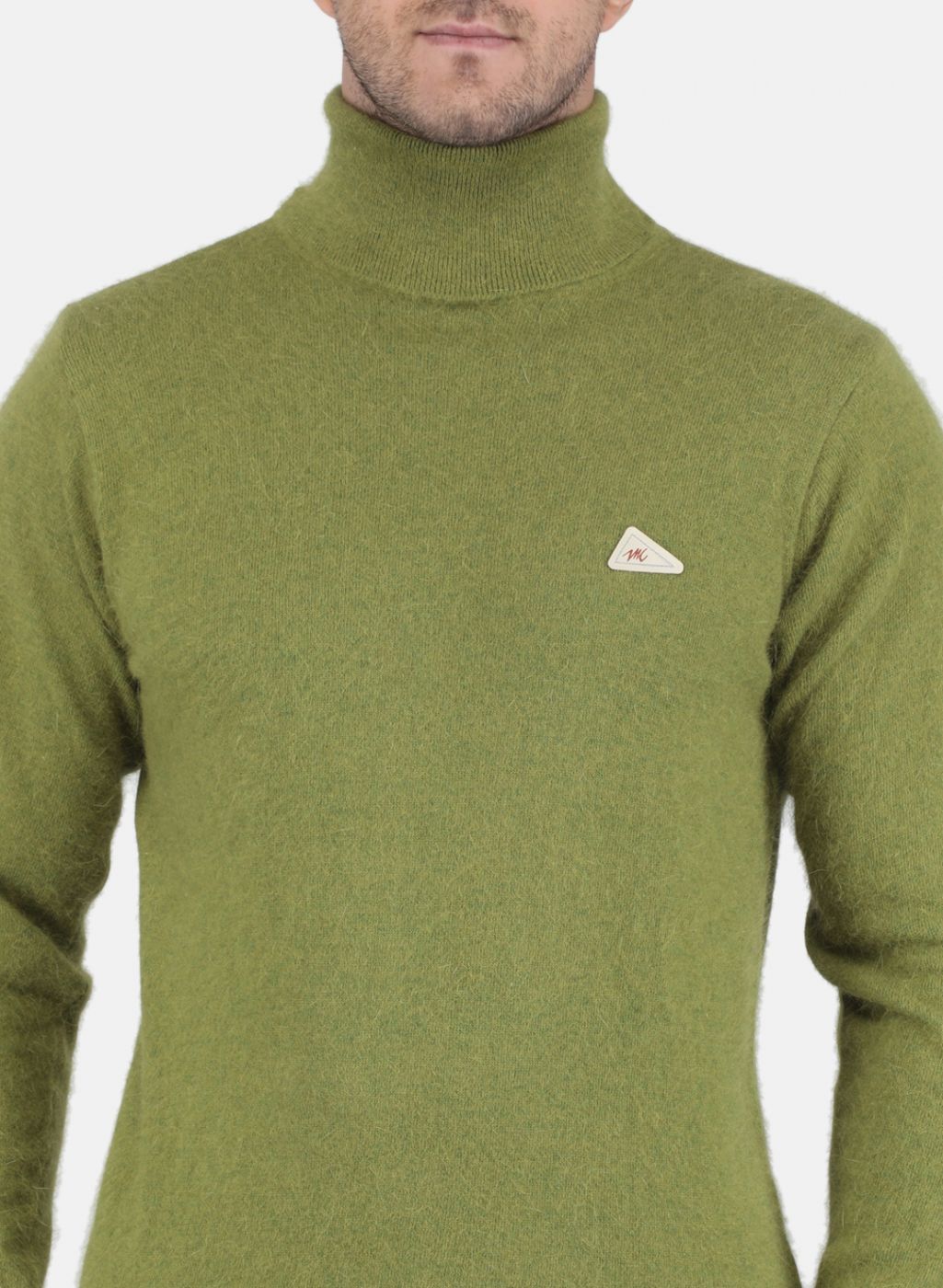 Men Olive Solid Pullover