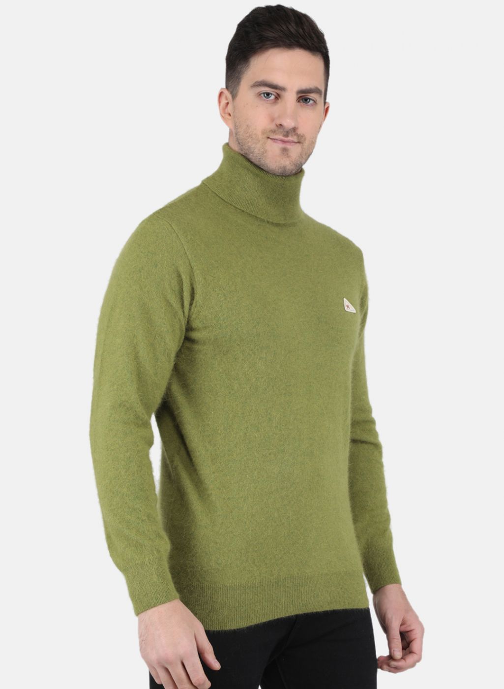 Men Olive Solid Pullover