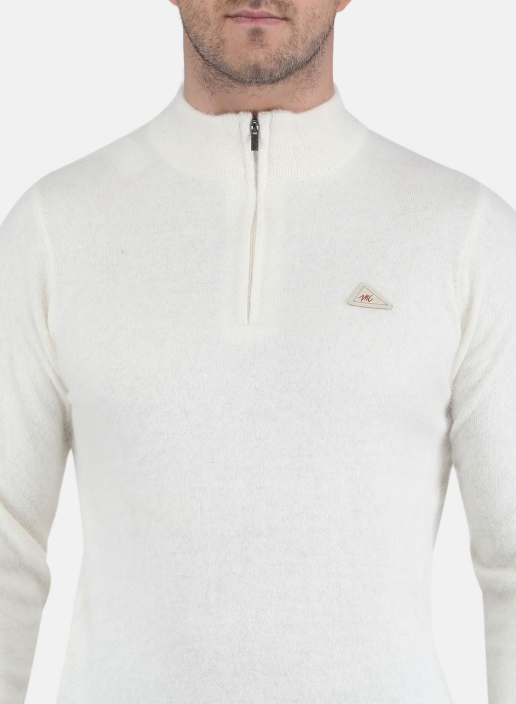 Men White Solid Pullover