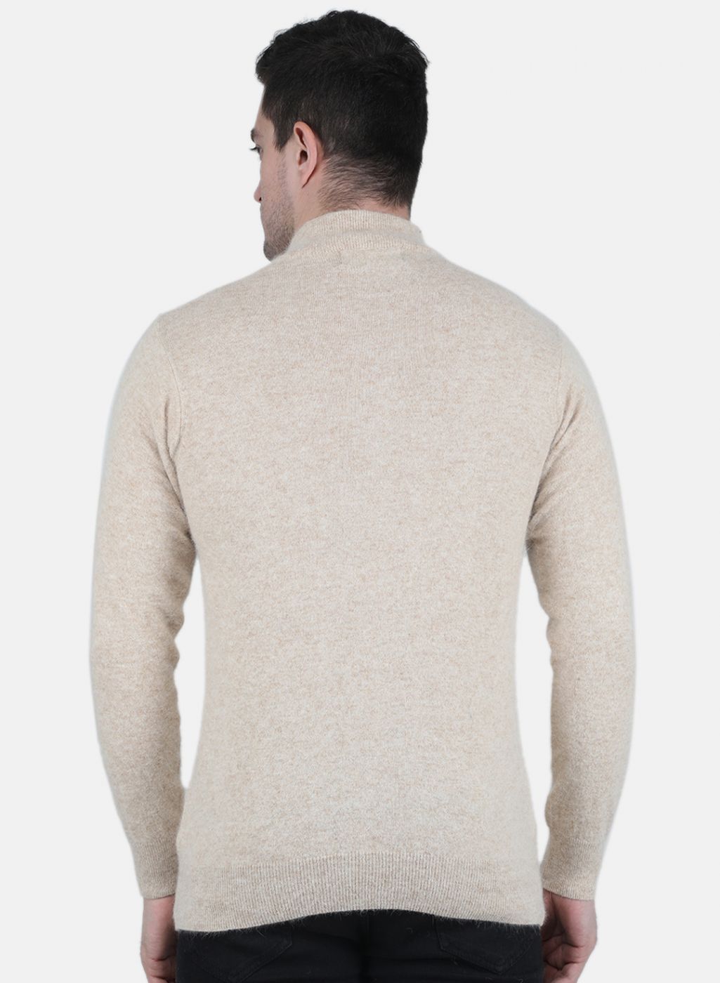 Men Beige Solid Pullover