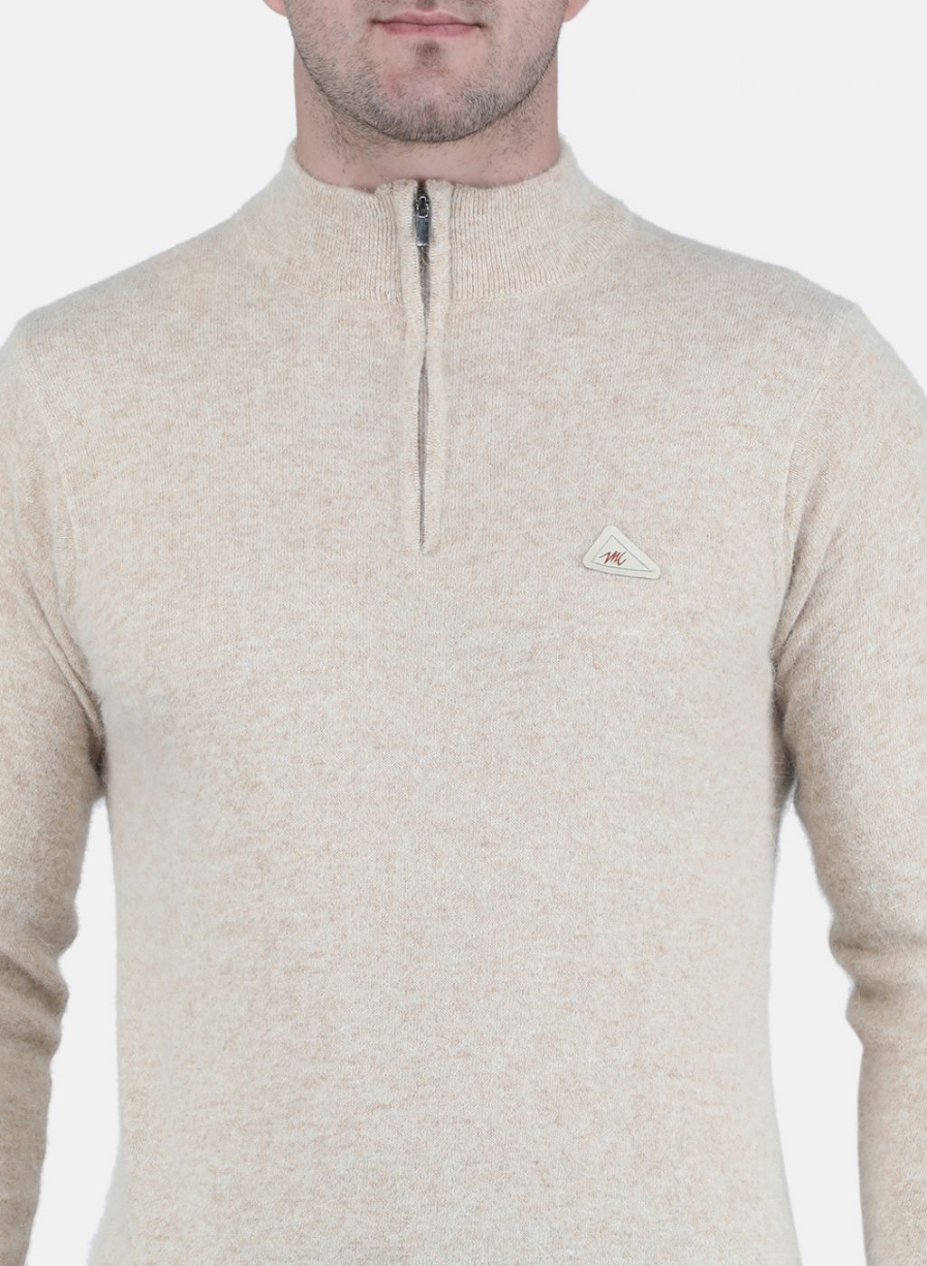 Men Beige Solid Pullover