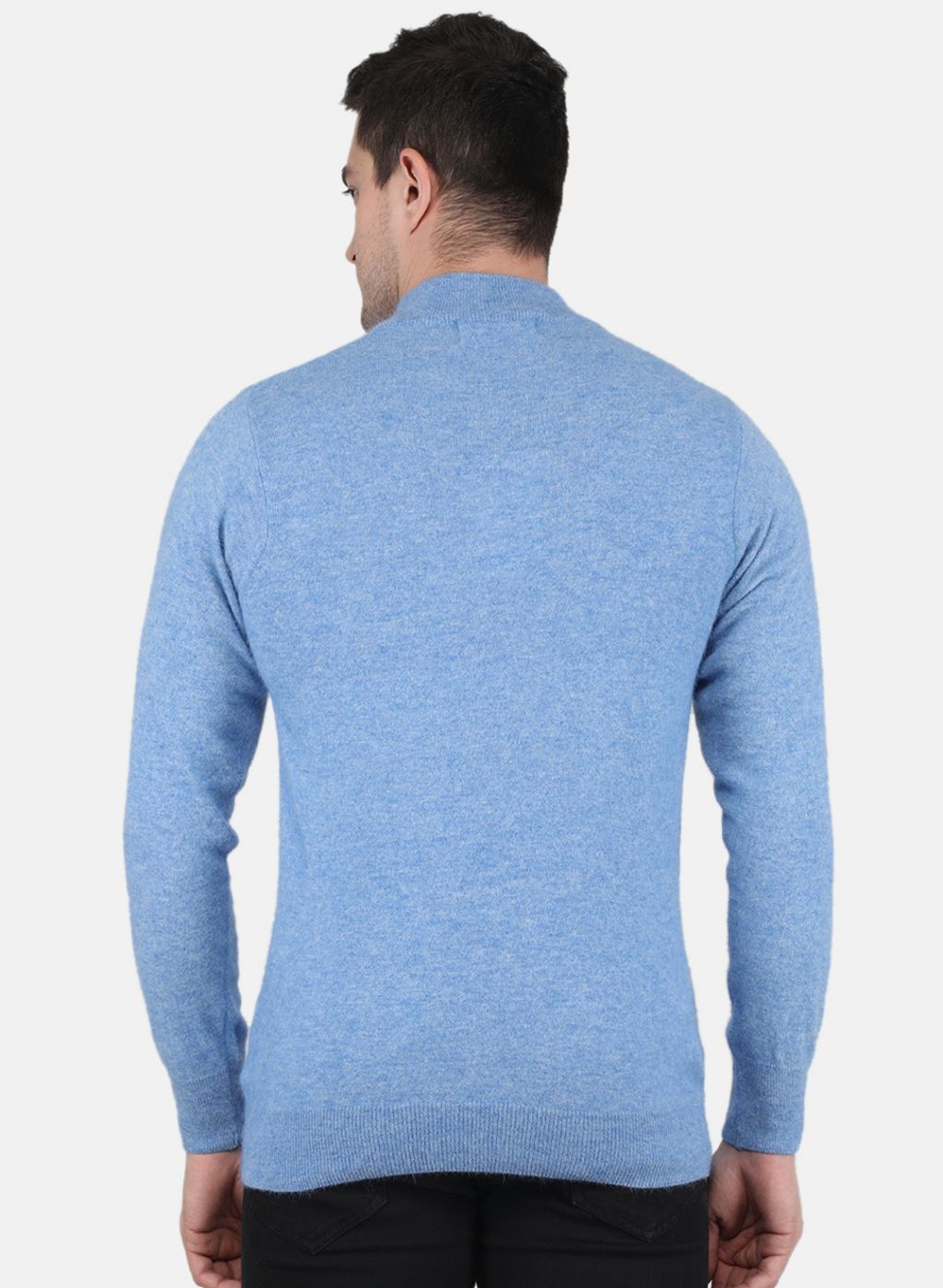 Men Blue Solid Pullover