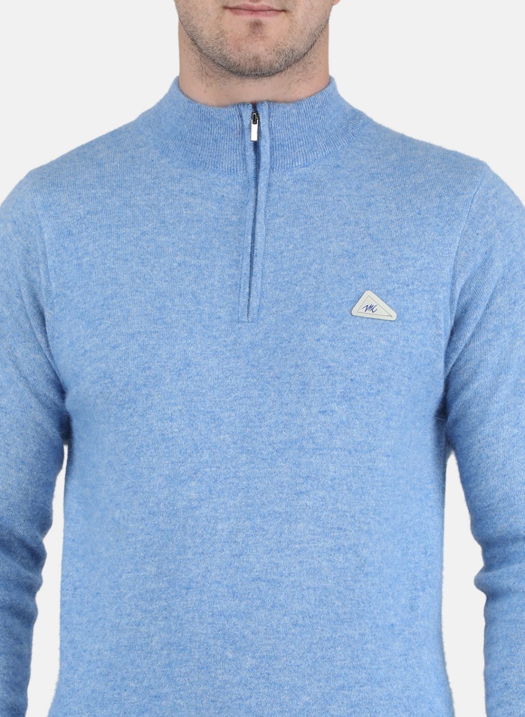 Men Blue Solid Pullover