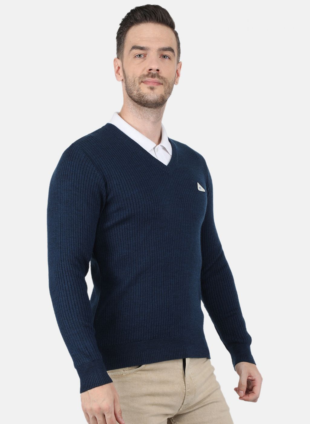 Men NAvy Blue Solid Pullover